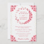 ウォーターカラー桜リースウェディング 招待状 (正面)