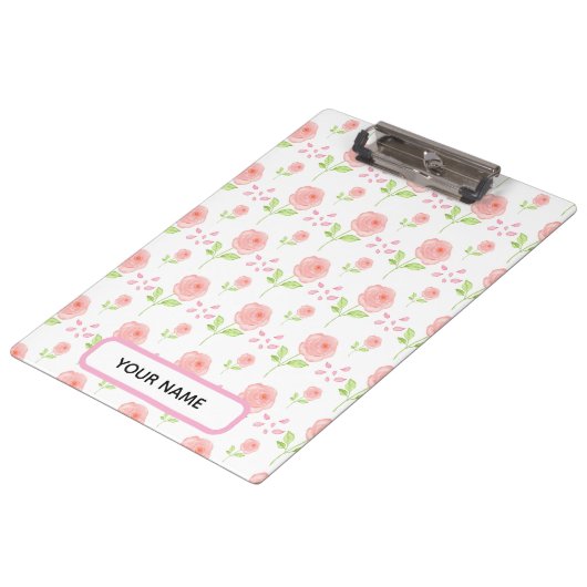ウォーターカラー植物画 フラワーパターン プランナー クリップボード (アングル)