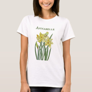 ウォーターカラー水仙フラワーポートレートイラストレーション Tシャツ