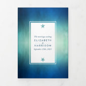 ウォーターカラー海スターフィッシュビーチ結婚式スイート 三つ折り招待状 (カバー)