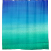 ウォーターカラー海ブルーグリーンビーチトロピカル シャワーカーテン (正面)