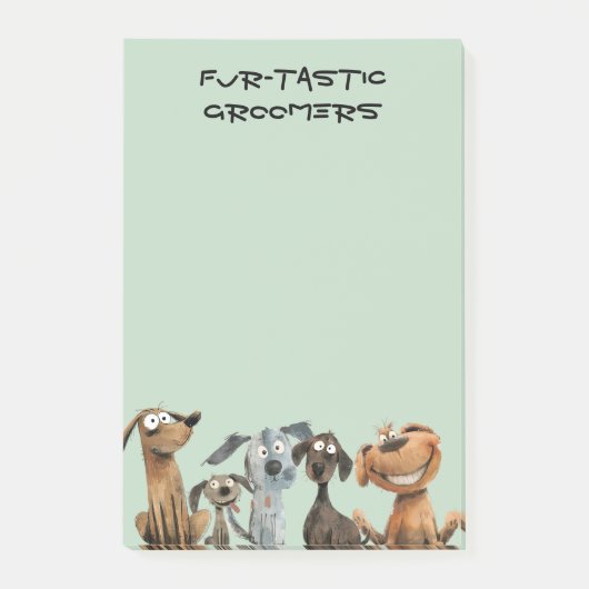 ウォーターカラー熱狂するドッグトリマーズブティックブルー ポストイット (正面)