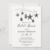 ウォーターカラー白黒クリスマスブライダルシャワー 招待状 (正面)