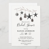 ウォーターカラー白黒クリスマスブライダルシャワー 招待状 (正面/裏面)