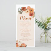 ウォーターカラー秋の花とレンガ調のカボチャのディナー メニュー (スタンド正面)
