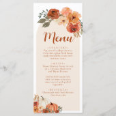 ウォーターカラー秋の花とレンガ調のカボチャのディナー メニュー (正面)