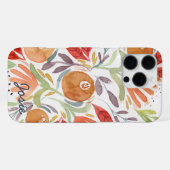 ウォーターカラー秋の花柄 オーダーメイドスマホケース iPhoneケース (裏面横)