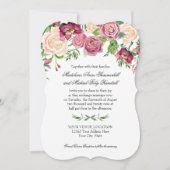 ウォーターカラー秋ウィンターブルゴーニュフローラバラファーン 招待状 (正面)