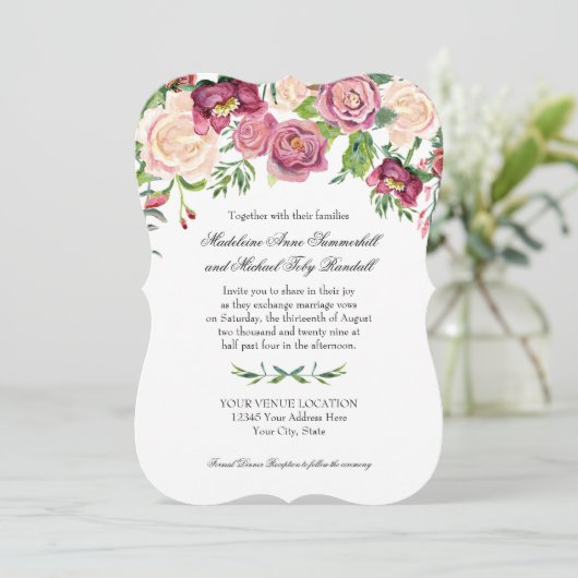 ウォーターカラー秋ウィンターブルゴーニュフローラバラファーン 招待状 (スタンド正面)