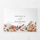 ウォーターカラー秋秋の結婚式エレガント3つ折 三つ折り招待状 (カバー)