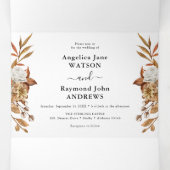 ウォーターカラー秋秋の結婚式エレガント3つ折 三つ折り招待状 (内部中)