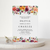 ウォーターカラー秋開花ガーランド秋の結婚式 インビテーションポストカード