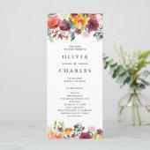 ウォーターカラー秋開花ガーランド秋の結婚式 プログラム (スタンド正面)