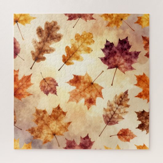 ウォーターカラー紅葉の秋のパターン ジグソーパズル (縦)