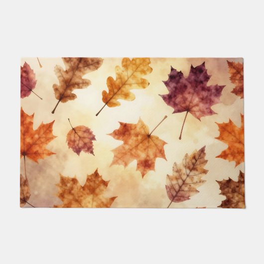ウォーターカラー紅葉の秋のパターン ドアマット (正面)
