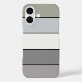 ウォーターカラー紙にグレーのトーンと黒のストライプ iPhone 16ケース