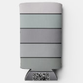 ウォーターカラー紙に黒のストライプで描かれたグレーグリーン スリム缶クーラー (正面)