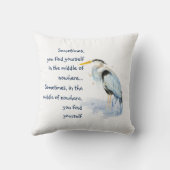 ウォーターカラー素晴らしブルーヘロン感動的引用文 クッション (裏面)