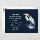 ウォーターカラー素晴らしブルーヘロン感動的引用文 シーズンカード (正面/裏面)