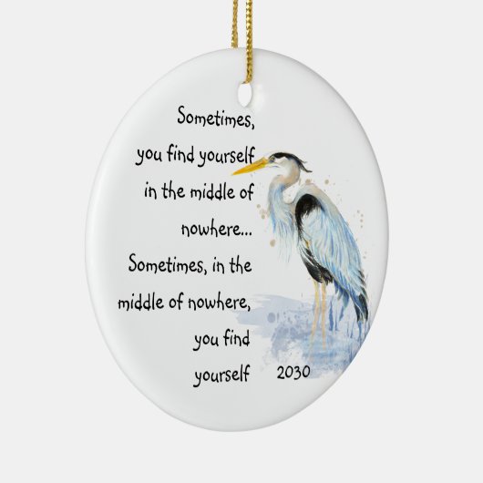 ウォーターカラー素晴らしブルーヘロン感動的引用文 セラミックオーナメント (右)