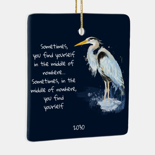 ウォーターカラー素晴らしブルーヘロン感動的引用文 セラミックオーナメント (右)