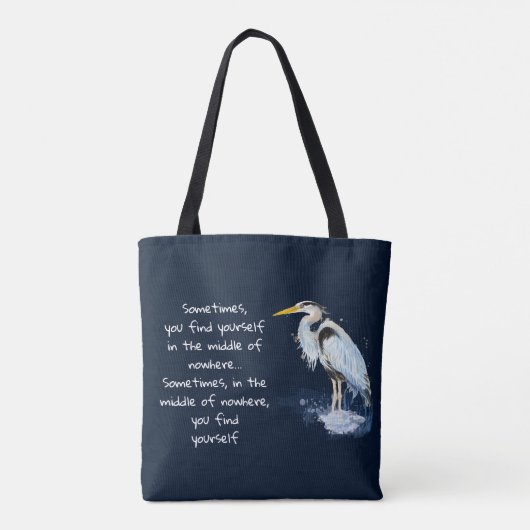 ウォーターカラー素晴らしブルーヘロン感動的引用文 トートバッグ (裏面)
