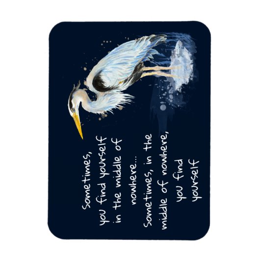 ウォーターカラー素晴らしブルーヘロン感動的引用文 マグネット (縦)