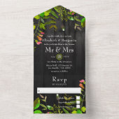 ウォーターカラー素朴ガーデンバックヤードバ結婚ンズオール オールインワン招待状 (内側)