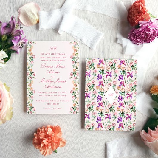 ウォーターカラー素朴ガーデンボホシック結婚ズ 招待状