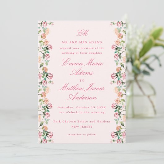 ウォーターカラー素朴ガーデンボホシック結婚ズ 招待状 (スタンド正面)