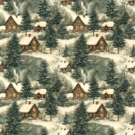 ウォーターカラー素朴クリスマスファームハウスヴィレッジ フリースブランケット