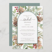 ウォーターカラー素朴グリーナリーカップルブライダルシャワー 招待状 (正面/裏面)