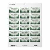 ウォーターカラー素朴グリーンフォレスト差出人住所 ラベル (フルシート)