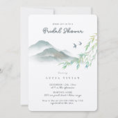 ウォーターカラー素朴グリーンリーマウンテンブライダルシャワー 招待状 (正面)