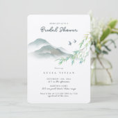 ウォーターカラー素朴グリーンリーマウンテンブライダルシャワー 招待状 (スタンド正面)