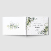 ウォーターカラー結婚グリーンリーズゲストブック ゲストブック (全面)