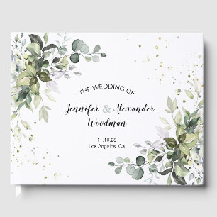 ウォーターカラー結婚グリーンリーズゲストブック ゲストブック