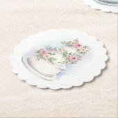 ウォーターカラー結婚ズケーキ紙コースター ペーパーコースター (アングル)