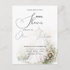 ウォーターカラー結婚ズドレス&赤面ガーデンブライダル エンクロージャーカード