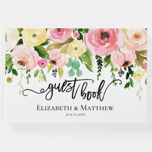 ウォーターカラー結婚フラワーズゲストブック ゲストブック (正面)