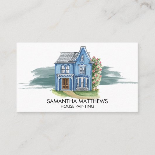 ウォーターカラー絵を描ハウス絵を描のブラシ線 名刺 (正面)