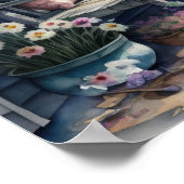 ウォーターカラー絵画ズオブコージーカントリーポーチ ポスター (角)