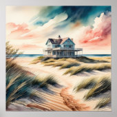 ウォーターカラー絵画ズオブビーチハウス ポスター (正面)