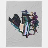 ウォーターカラー絵画ズグランドピアノ フリースブランケット (正面)