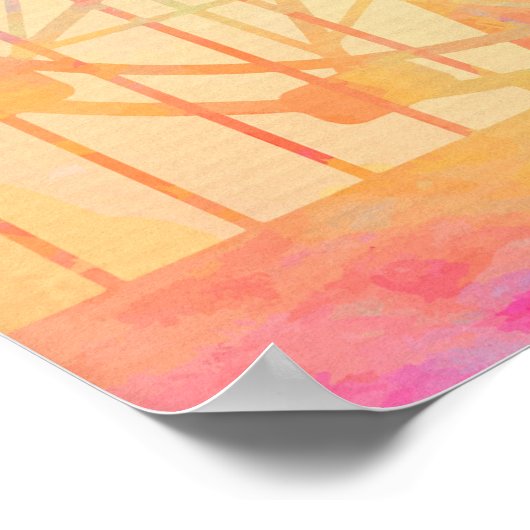 ウォーターカラー絵画ズフェリスホイールフェアグラウンドアート ポスター (角)