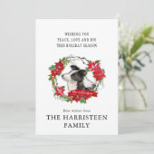 ウォーターカラー縁どコリーポインセチアリース シーズンカード (スタンド正面)