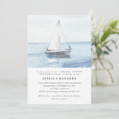 ウォーターカラー航海のセーリングブライダルシャワーブランチ 招待状 (スタンド正面)
