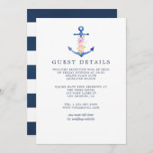 ウォーターカラー航海のテーマ結婚のゲスト詳細 招待状 (正面/裏面)