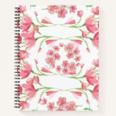 ウォーターカラー花クリップアート，ローズブーケ，ピンクの花 ノートブック (正面)