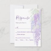 ウォーターカラー藤開花ロマン結婚ティックズ 出欠カード (正面)